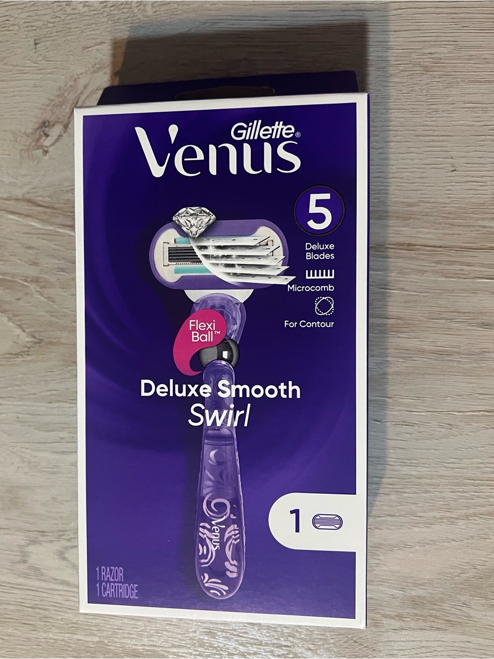 Gillette Venus Deluxe Smooth Swirl Razor Handle + 1 Blade Refill 1 Count